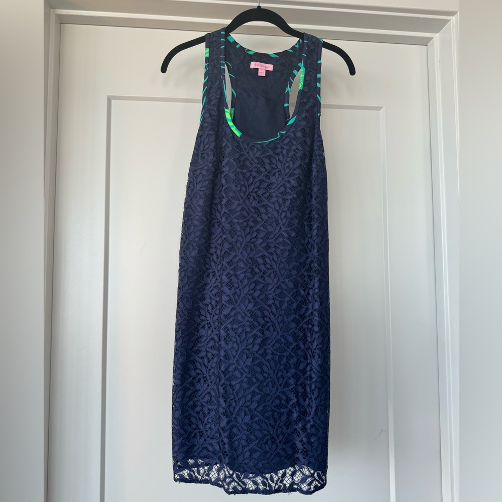 Lilly Pulitzer Navy Lace Racerback Dress Size Medium